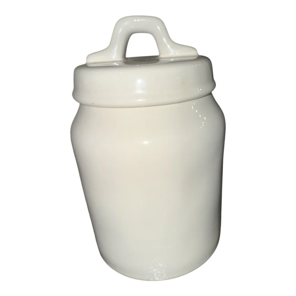 Rae Dunn White Ceramic Kitchen Canister with EAT Design, Food Storage Con